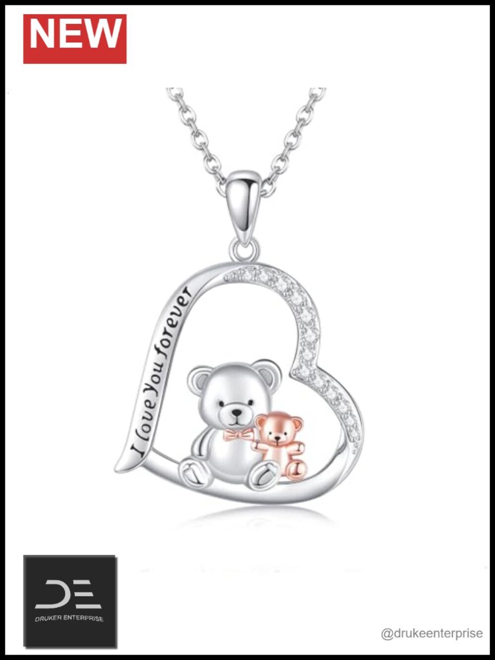925 Sterling Silver Animal Pendant Necklace - Cute Teddy Bear Gift for Women